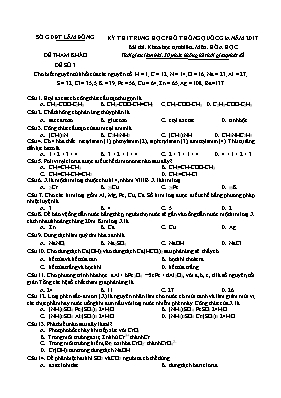 Đề thi tham khảo THPT Quốc gia môn Hóa học năm 2017 - Đề số 3 - Sở GD & ĐT Lâm Đồng (Có đáp án)